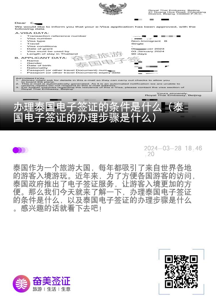 办理泰国电子签证的条件是什么（泰国电子签证的办理步骤是什么）