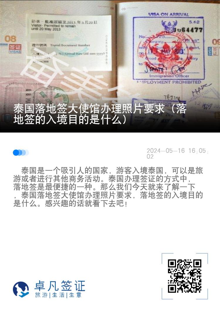 泰国落地签大使馆办理照片要求（落地签的入境目的是什么）