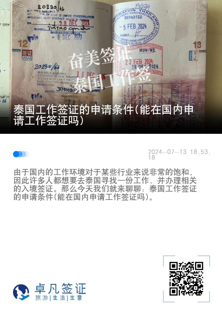 泰国工作签证的申请条件(能在国内申请工作签证吗)