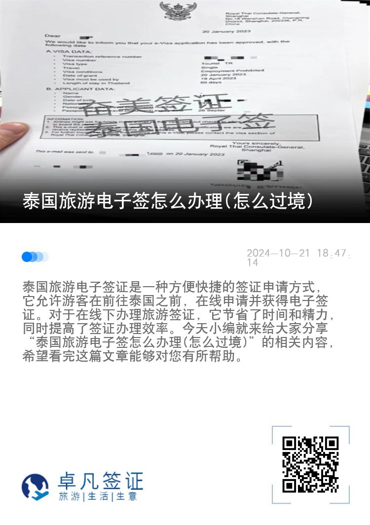 泰国旅游电子签怎么办理(怎么过境)