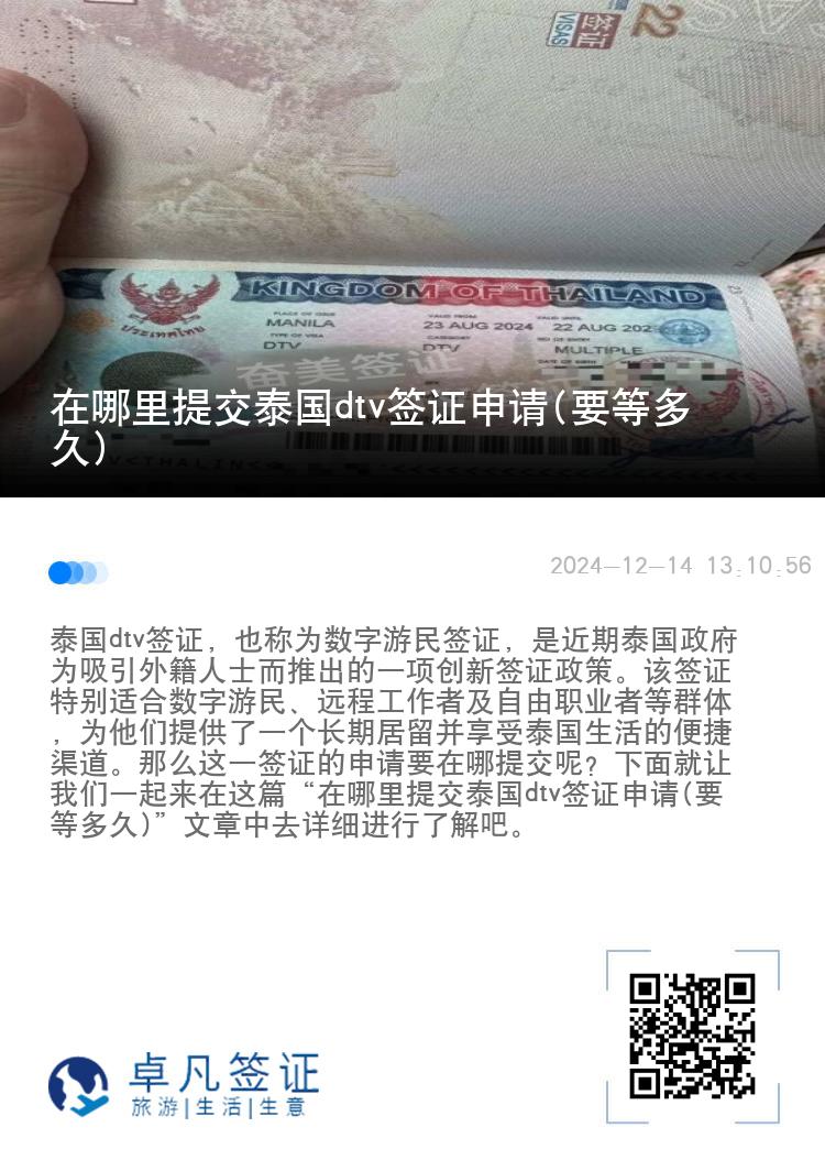 在哪里提交泰国dtv签证申请(要等多久)