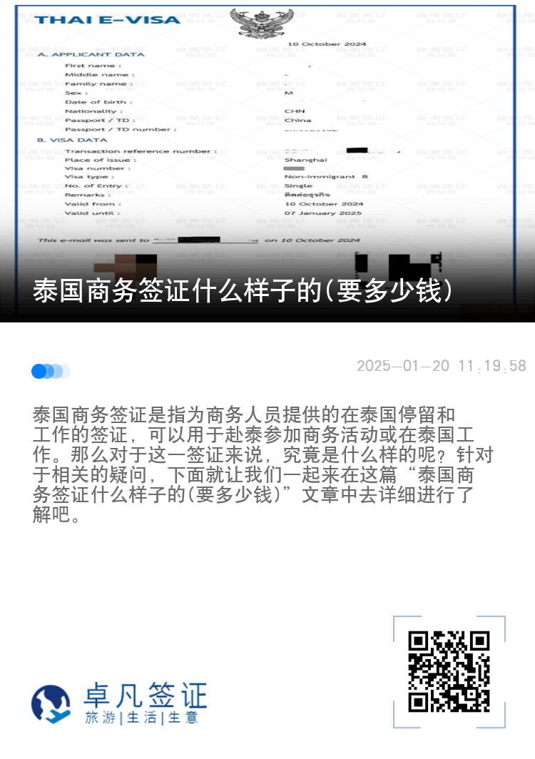 泰国商务签证什么样子的(要多少钱)