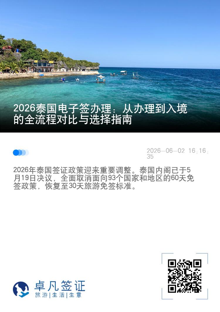 2026泰国电子签办理：从办理到入境的全流程对比与选择指南